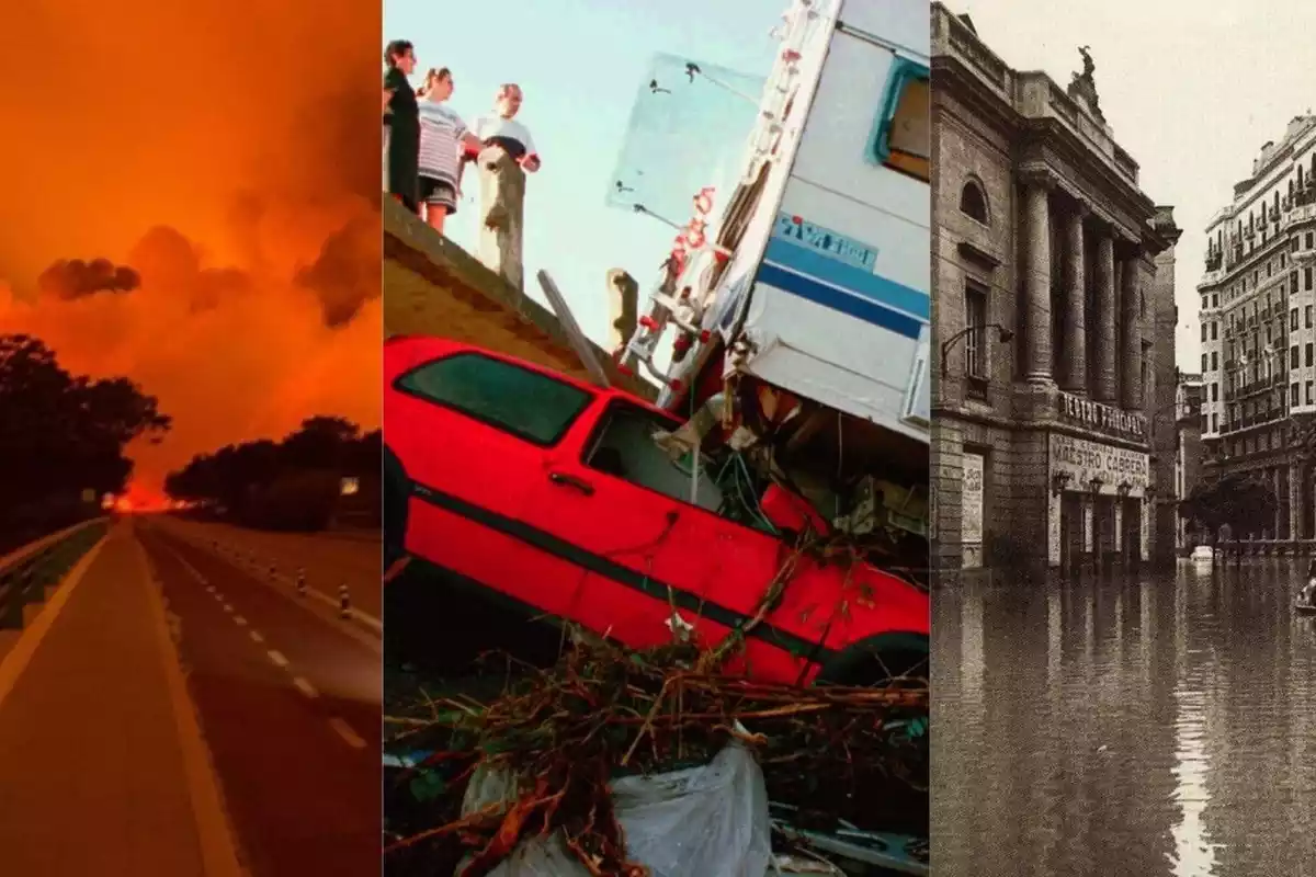 Tres imágenes de desastres naturales en España