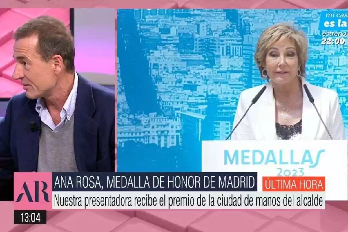 Captura de 'El Programa de Ana Rosa' con Ana Rosa Quintana recogiendo una medalla de honor en Madrid