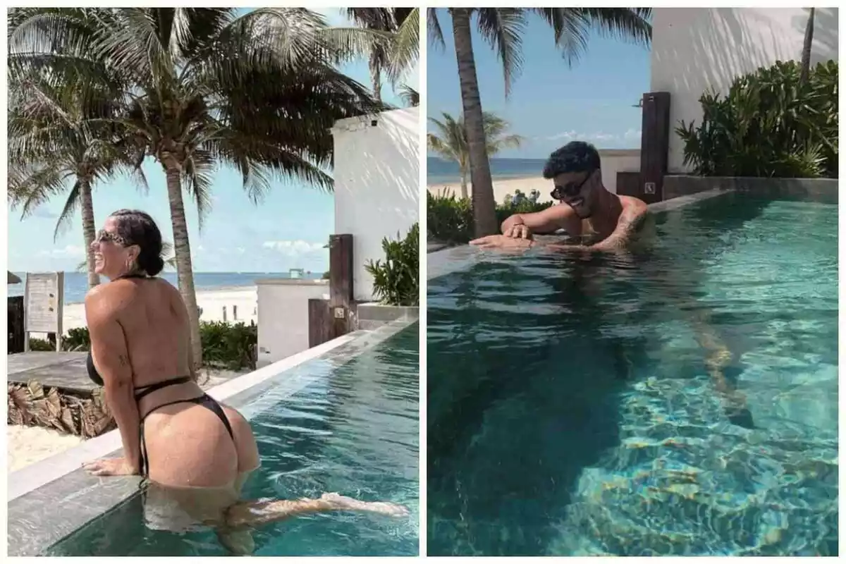 Montaje de fotos de Anabel Pantoja y Samuel Chávez, exconcursante del programa ‘La isla de las Tentaciones’, donde aparecen ambos en la misma piscina en unas vacaciones en México Montaje de fotos de Anabel Pantoja y Samuel Chávez, exconcursante del programa ‘La isla de las Tentaciones’, donde aparecen ambos en la misma piscina en unas vacaciones en México