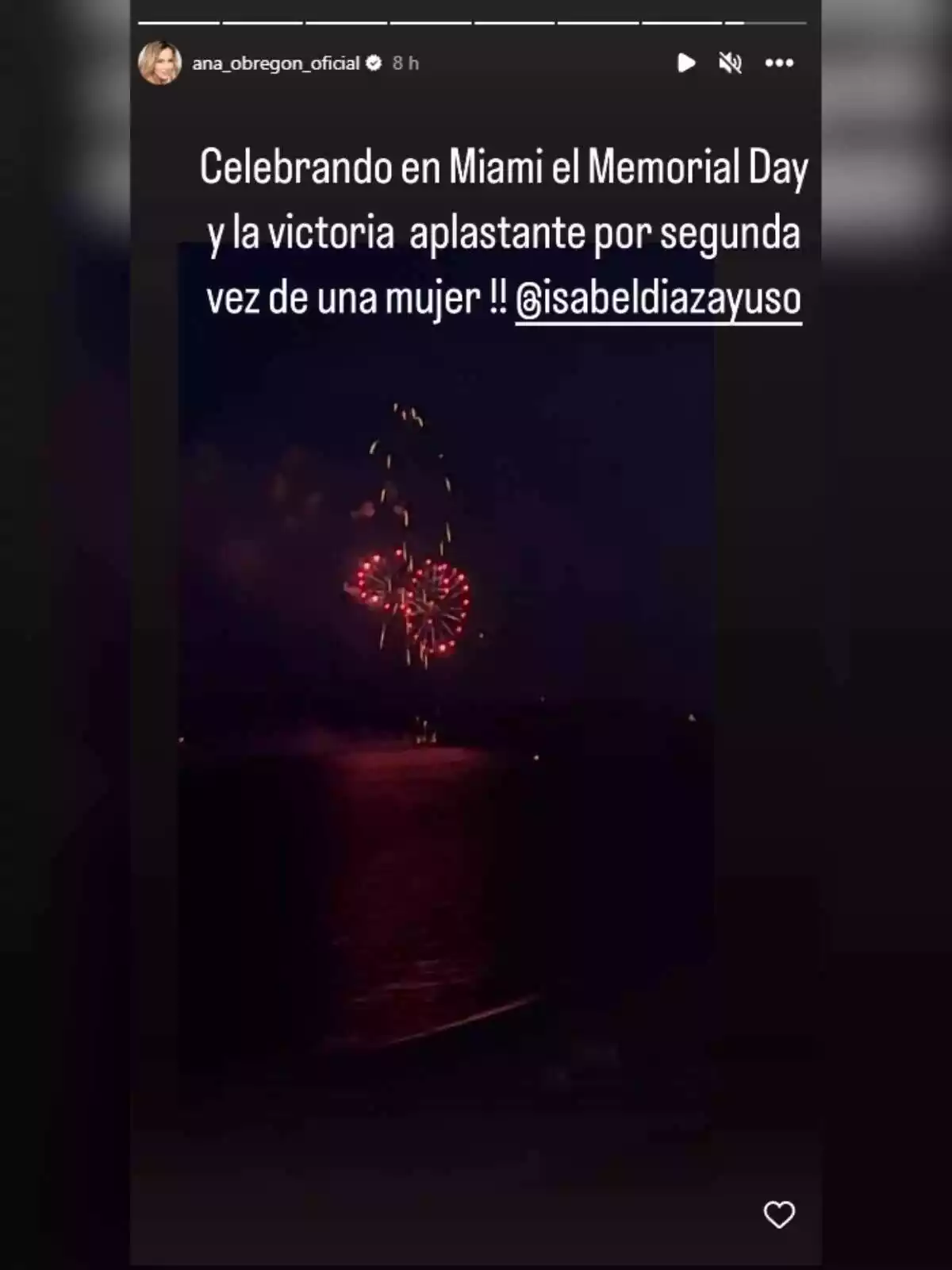 Storie de Ana Obregón celebrando el Memorial Day en Miami y la victoria de Isabel Díaz Ayuso en las elecciones de España de 2023 Storie de Ana Obregón celebrando el Memorial Day en Miami y la victoria de Isabel Díaz Ayuso en las elecciones de España de 2023