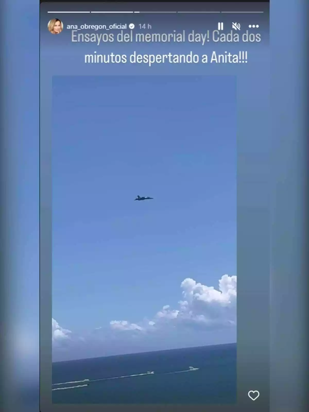 Storie de Ana Obregón molesta por el sonido de los aviones en Miami dado que despiertan a Anita Storie de Ana Obregón molesta por el sonido de los aviones en Miami dado que despiertan a Anita