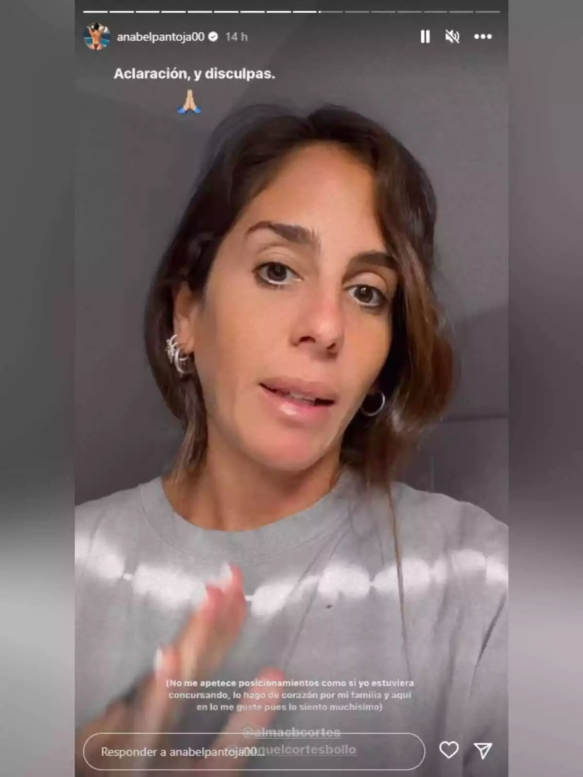 Storie de Anabel Pantoja disculpándose por no pedir a sus seguidores que votasen a Manuel Cortés en la nominación de 'Supervivientes 2023' Storie de Anabel Pantoja disculpándose por no pedir a sus seguidores que votasen a Manuel Cortés en la nominación de 'Supervivientes 2023'